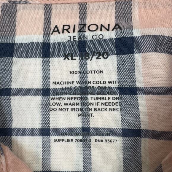 Arizona Jean Co. Short Sleeve Button-Up Shirt Size XL 18/20 Peach Taffy - Picture 5 of 6